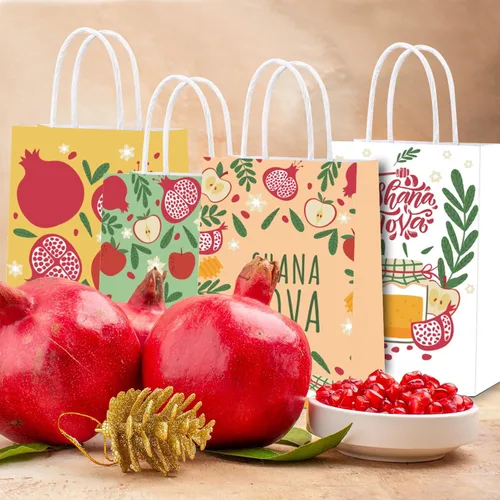 Vista 4 de DoneJPee 16 bolsas de regalo de Rosh Hashanah, bolsas de regalo de Año Nuevo judío Shana Tova, decoraciones de fiesta de Rosh Hashanah y suministros