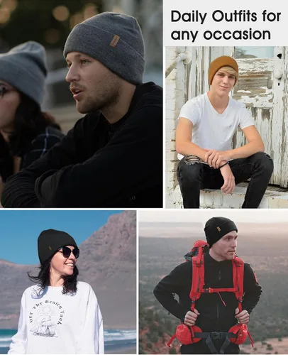 Vista 5 de FURTALK Gorro para hombre y mujer, con puños, grueso, unisex, gorro de invierno
