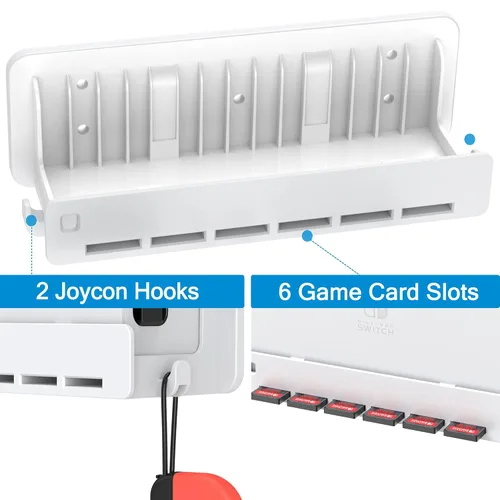Vista 6 de SOKUSIN Wall Mount for Nintendo SwitchOLED - Wall Mount Kit Shelf Stand for Safely Store Your Console, Dock, Games, Controller NearBehind TV (White)
