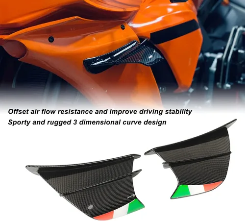Vista 4 de 2 aletas de motocicleta para 400 250 Z900 Z1000, ala aerodinámica, alerón lateral de motocicleta (fibra de carbono brillante)