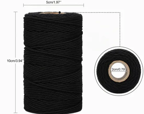 Vista 3 de G2PLUS Cuerda Negra, 2MM 328 Pies de Cuerda de Algodón Natural para Manualidades, Cuerda de Algodón Negra para Panaderos, Cuerda de Embalaje