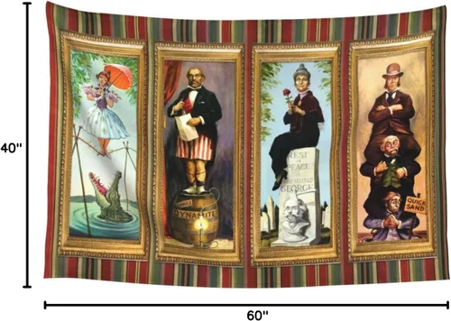 Vista 6 de Flurvivo Tapiz embrujado de 60 x 40 pulgadas, tapiz de terror de Halloween para colgar en la pared, arte de pared para decoración de fiesta temática