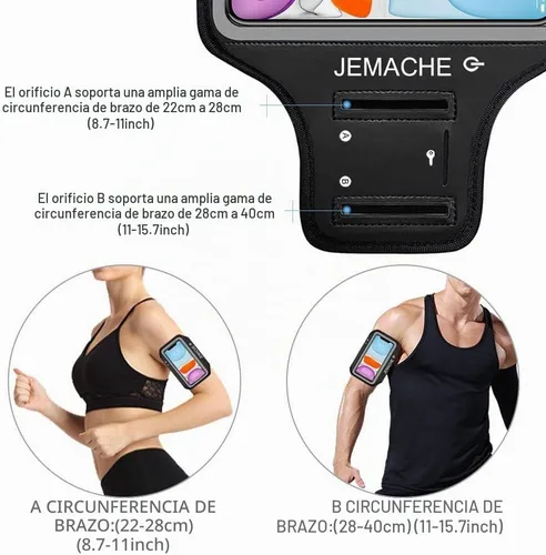 Vista 5 de Brazalete de running para iPhone 17 16 15 14 13 12 Pro (negro)