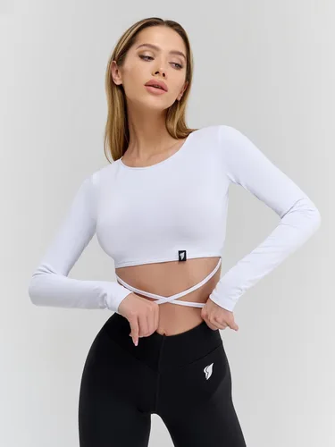 Vista 3 de Bona Fide Top corto de entrenamiento para mujer - Mini Rash X Blanco