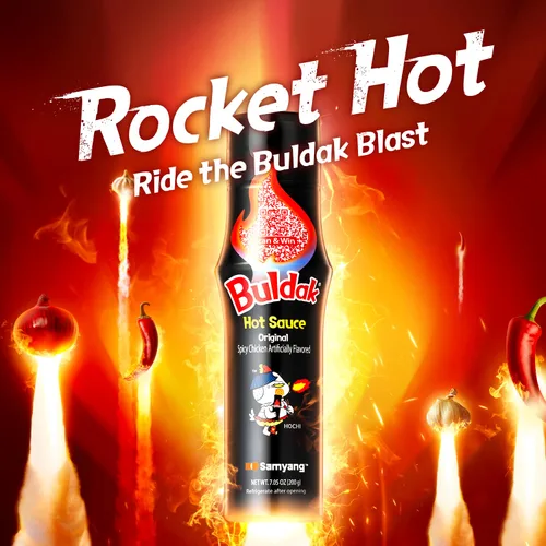 Vista 3 de Samyang Buldak - Salsa picante original, sabor a pollo coreano picante [5.57 fl oz (200g) x 2 envases]