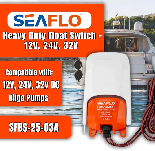 Vista 2 de Seaflo SFBS-30-01 Apagador para bomba de achique de lancha, de 12, 24, y 32 voltios.
