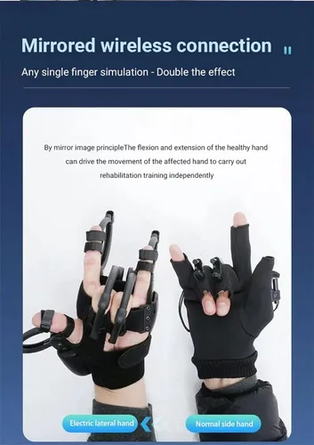 Vista 5 de Guantes de robot de rehabilitación mejorados para hemiplejia cerebral, robot portátil de mano con 4 modos de entrenamiento, fuerza ajustable