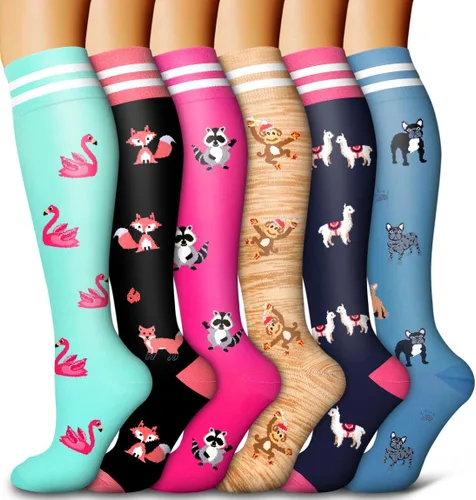 Vista 36 de Bluemaple Paquete de 6 calcetines de compresión de cobre para mujeres y hombres, el mejor apoyo para médicos, correr, enfermería, atletismo