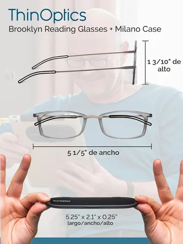 Vista 3 de ThinOptics - Gafas de Lectura Funda regular/rectángulo azul
