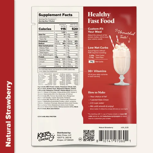 Vista 8 de Keto Chow Suplemente bajo en carbohidratos para batidos, nutrición completa para dieta keto