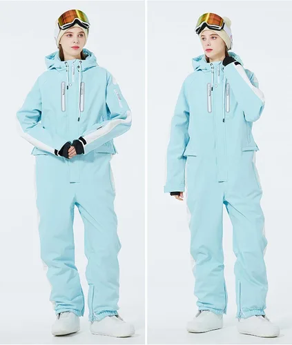 Vista 4 de Traje de esquí de una pieza para mujer, resistente al viento, impermeable, traje de nieve para deportes al aire libre