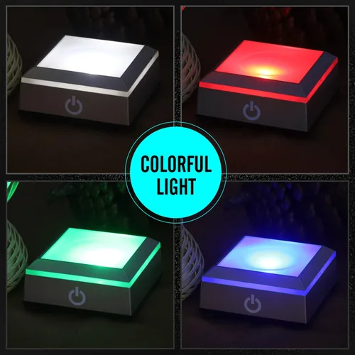 Vista 5 de ERWEI Base de luz LED esférica con recesión para exhibición de bola de cristal para arte de vidrio de cristal láser 3D con interruptor táctil