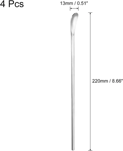 Vista 2 de uxcell Cuchara de mango largo, 4 cucharas de acero inoxidable de 8.66 pulgadas, cucharas de cóctel para agitar, para helado, cucharas de café