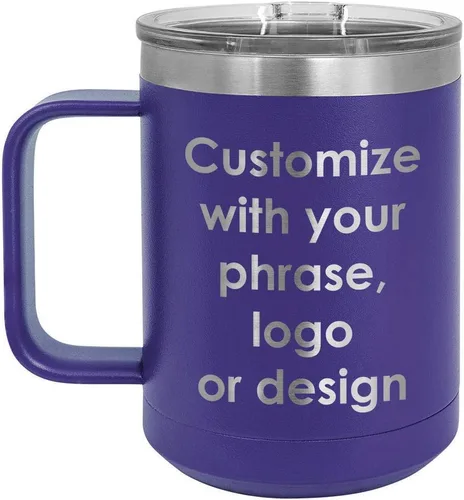 Vista 15 de Personalizado Negro 15 oz taza de café w/tapa deslizante superior Añadir su texto personalizado con nombres, frase, diseño o logotipo