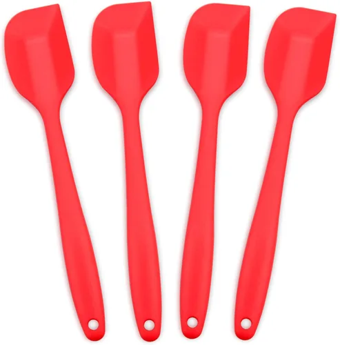 Vista 13 de Espátula de silicona de 4 piezas, espátulas de goma antiadherentes resistentes al calor con núcleo de acero inoxidable