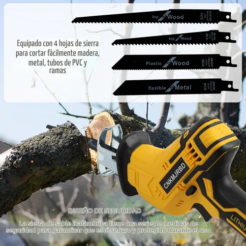 Vista 5 de Sierra recíproca inalámbrica compatible con batería DeWalt 20V Max Amarillo