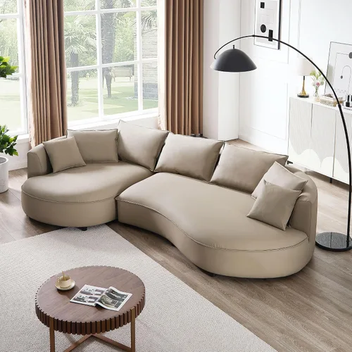 Vista 17 de JUSTONE Sofá modular moderno de 104.72 pulgadas, cómodo sofá de asiento profundo con 2 almohadas para sala de estar, dormitorio, apartamento