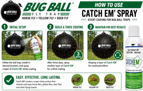 Vista 3 de Catch EM' Sticky Coating Aerosol 10oz, Revestimiento de trampa de insectos