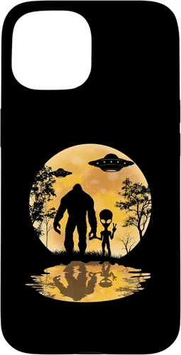 Vista 6 de Funda para iPhone 16 Alien Bigfoot Moon Sasquatch UFO Extraterrestre Hombres Mujeres