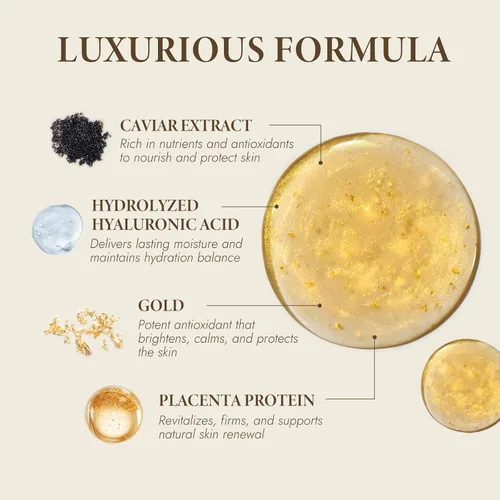 Vista 2 de BIOCHEM Golden Placenta Ultra Essence - Suero facial de placenta con lámina dorada, antienvejecimiento, hidratante, reafirmante, arrugas, líneas