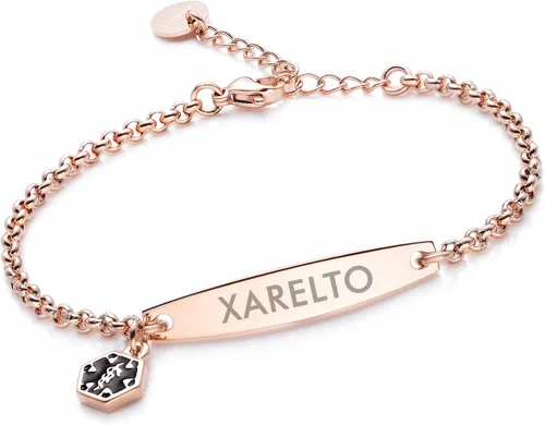 Vista 124 de LinnaLove - Pulsera de identificación de alerta médica con cadena Rolo simple pregrabada para mujer