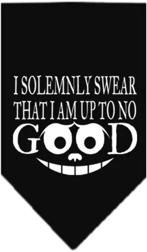 Vista 10 de Bandana serigrafiada para mascotas y perros, con texto "I Solemnly Swear That I Am Up To No Good" Cocoa S