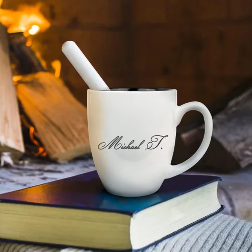 Vista 2 de Sofia's Findings Taza de café personalizada de cerámica Bistro de 16 onzas - Taza de café personalizada
