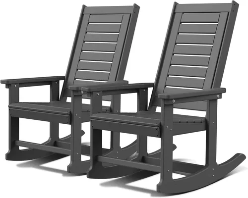 Vista 24 de GREENVINES Oversized Outdoor Rocking Chair, HDPE Rocker, Aqua