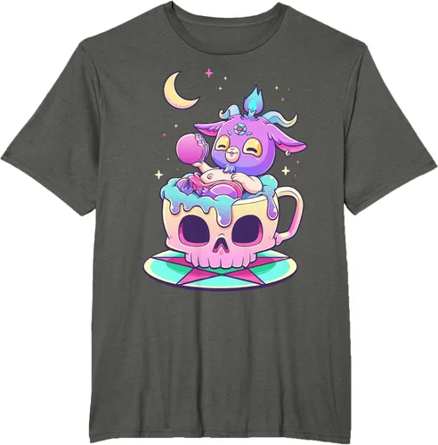 Vista 5 de Kawaii Pastel Goth Cute espeluznante Pentáculo Baphomet - Camiseta de cabra, Negro