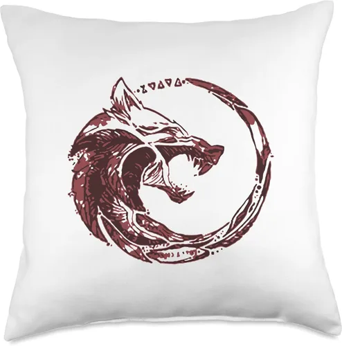 Vista 5 de Red Fenrir Norse Wolf Odin Nordic Valhalla Mjolnir Almohada de 16 x 16 pulgadas, multicolor