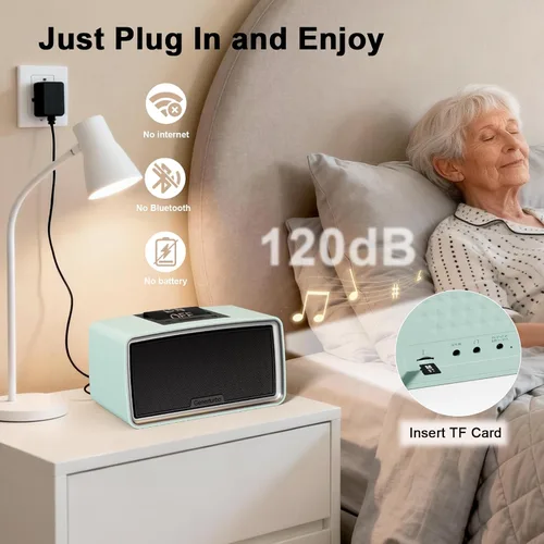 Vista 3 de Reproductor de música simple con botón grande para personas mayores, reproductor de MP3 fácil para ancianos, demencia, ciegos, alzheimer y personas