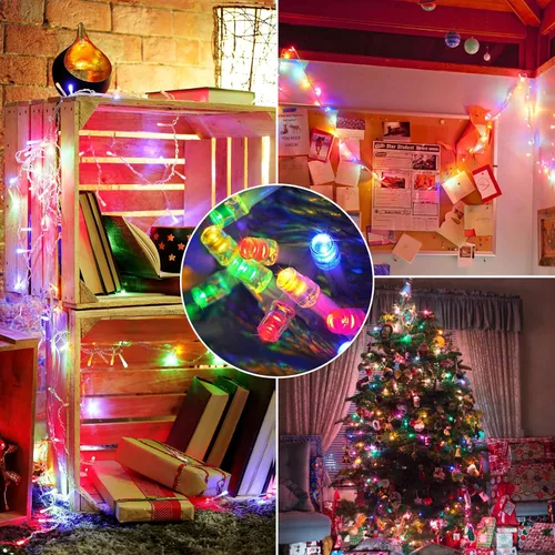 Vista 9 de Guirnalda de 240 luces LED multicolor de 88 pies para interiores y exteriores, luces conectables para árbol de Navidad, impermeables, 8 modos