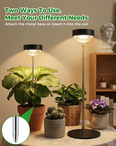 Vista 6 de Luz de cultivo de plantas, luces LED de espectro completo con base de metal, lámparas de cultivo de plantas de escritorio con temporizador