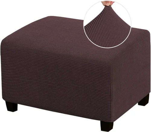 Vista 11 de Funda Otomana Elástica Fundas para Otomana Cuadradas para Sala de Estar Taburete Reposapiés Fundas Elásticas para Adaptarse al Reposapiés Otomano