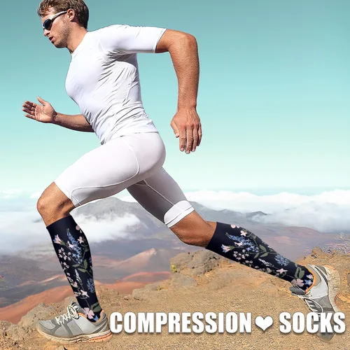 Vista 104 de Paquete de 3 pares de calcetines de compresión médica para mejorar la circulación de mujeres y hombres, para correr, hacer deporte y amamantar