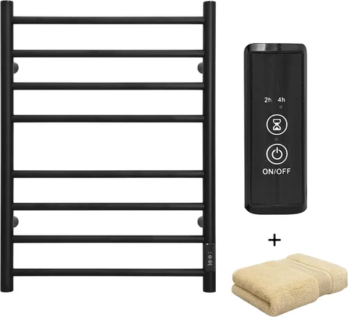 Vista 14 de KEG Calentador de toallas montado en la pared con temporizador incorporado 4 barras de acero inoxidable eléctrico calentado toallero para baño
