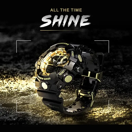 Vista 2 de findtime Mens Digital Watch Waterproof Dual Display Analog Digital Outdoor Sports Watches LED Backlight Tactical Military Watches for Men Alarm
