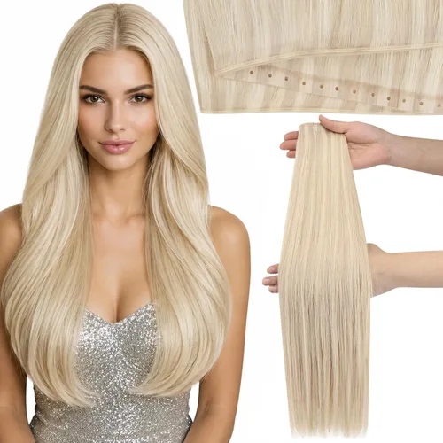 Vista 28 de Moresoo Extensiones de cabello humano real para coser, color negro natural