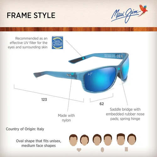 Vista 6 de Maui Jim Men's and Women's Kaiwi Channel Polarized Wrap Sunglasses