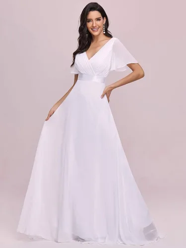 Vista 6 de Ever-Pretty - Vestido largo de noche, con cuello en V y manga corta para mujer, 09890