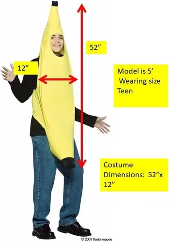 Vista 2 de Rasta Imposta Disfraz de plátano ligero para adolescentes, Multi Color, talla única
