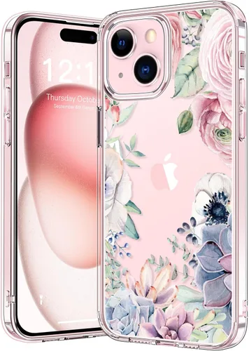 Vista 33 de bicol - Funda protectora a prueba de golpes para iPhone 15 Plus, funda delgada de acrílico transparente y diseños modernos para niña y mujer, 6.7