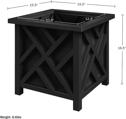Vista 6 de Pure Garden Maceta con diseño de celosía, 15.5 pulgadas de profundidad x 15.5 pulgadas de ancho x 16.5 pulgadas de alto, maceta cuadrada decorativa