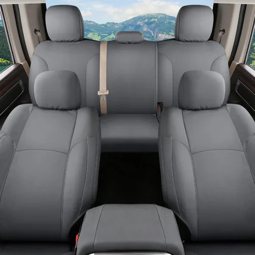 Vista 40 de Coverado Chevy Silverado - Juego completo de fundas de asiento de lona impermeables, apto para Silverado GMC Sierra 2007-2013 y 2019-2025 1500 Negro