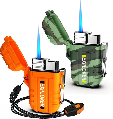 Vista 15 de Encendedor de antorcha de butano impermeable, recargable, resistente al viento, con llama de chorro para chimenea, fuegos artificiales, parrilla