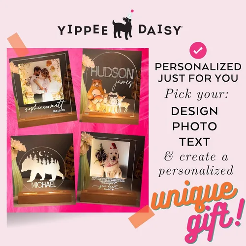 Vista 4 de Yippee Daisy Decoración floral de guardería para bebé niña, luz nocturna personalizada, luz nocturna para niños, regalos florales para baby shower