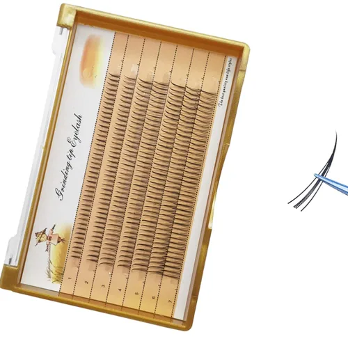 Vista 9 de Extensiones de pestañas de cola de pez, longitud mixta, pestañas de un solo racimo, pestañas de hada, cola de pez, rizo C, pestañas de injerto súper