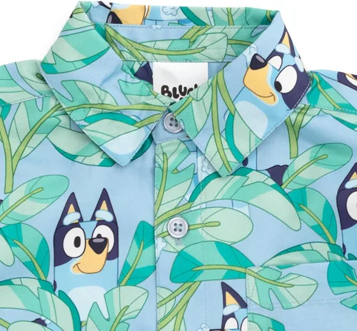 Vista 3 de Bluey Camisa de vestir hawaiana con botones de Bingo para niños pequeños