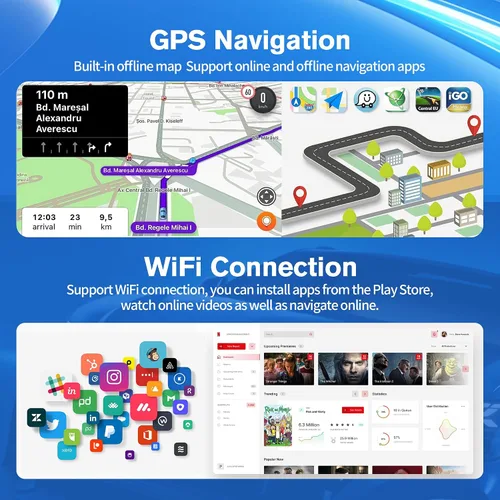 Vista 7 de 【4G + 64GB】 Radio estéreo de coche para Ford F150 2009-2014, Android 13 Wireless Carplay y Android Auto con pantalla táctil IPS de 9.7 pulgadas