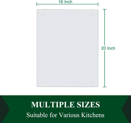 Vista 2 de Phore Tabla de cortar de vidrio templado para cocina, apta para lavavajillas, tabla de cortar transparente para encimera, resistente a los arañazos
